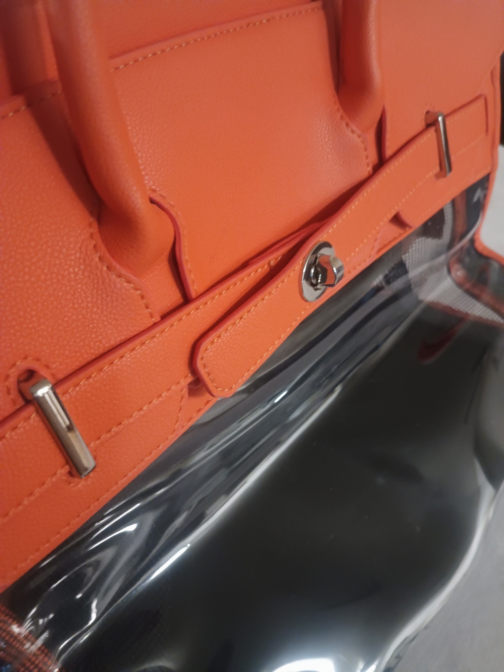Orange Clear-Front Tote Bag - Women's Shoulder Bag - Picture 4 of 9